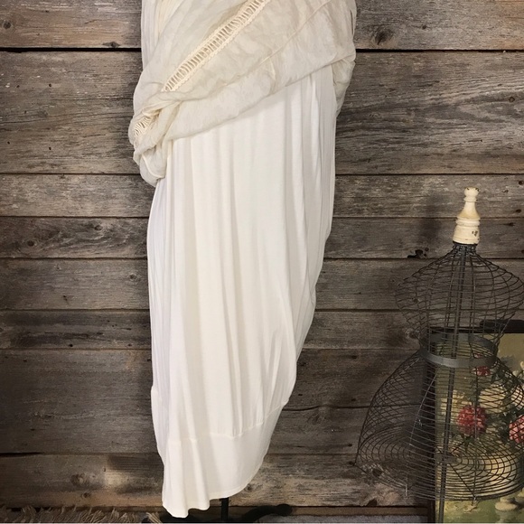 Bella Umbra White on White Print Silk Dress Size L - Picture 8 of 16